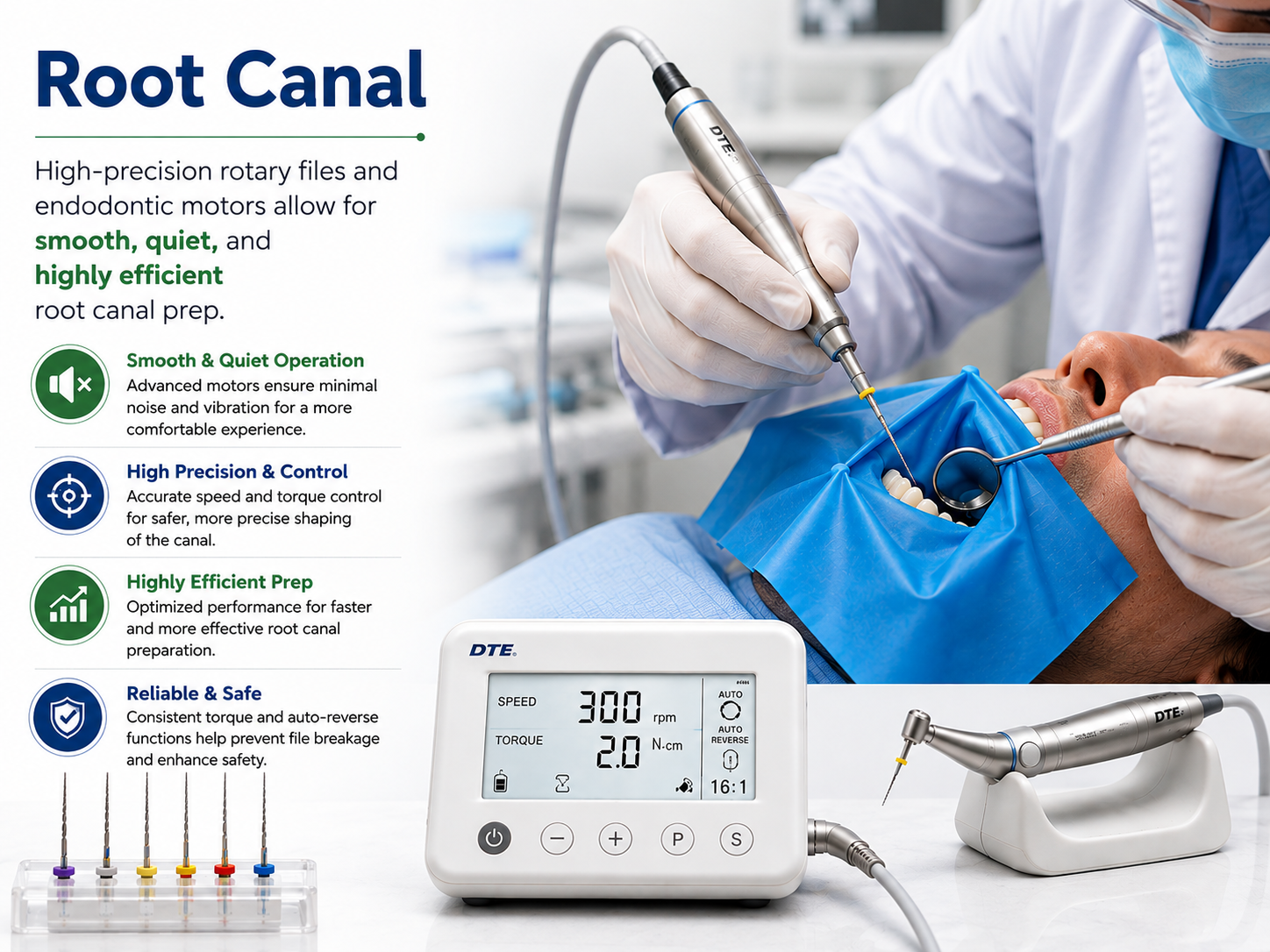 Specialized endodontic dentist working with precision